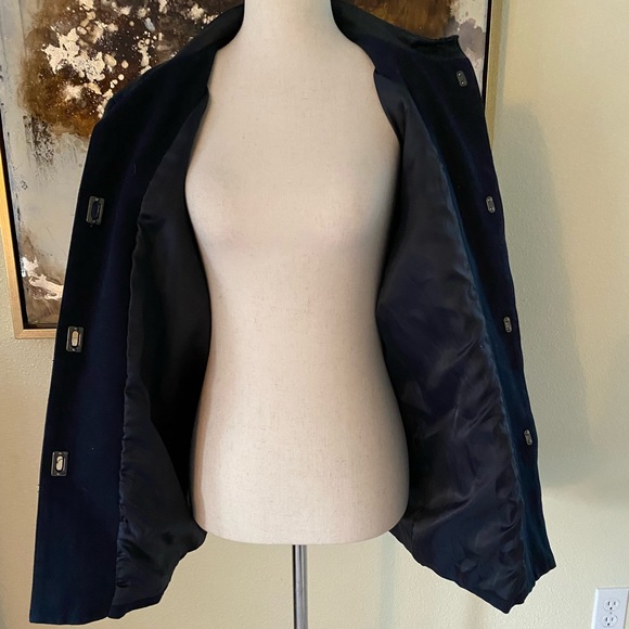 Vintage Classic Ralph Lauren leather Indigo navy blue blazer jacket size 14 EC - Picture 3 of 14